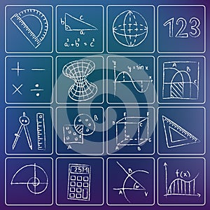 Mathematics chalky icons