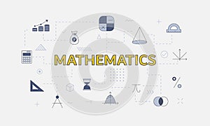 Mathematics concept with icon set with big word or text on center