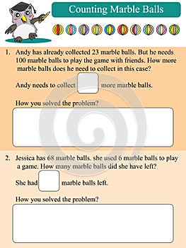 Mathematics counting marble balls solved problem photo