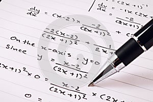 Mathematics or Equations close-up. Homework. Solving Mathematical Problem.
