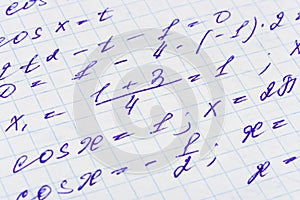 Mathematics formula on paper