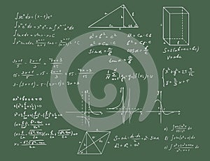 Mathematics and geometry vector on green