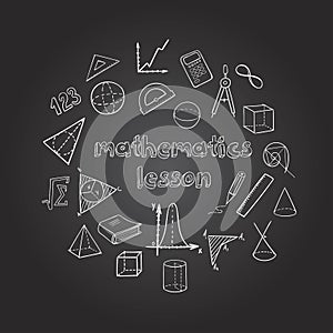 Mathematics Hand Drawn Icons Set