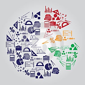 Mathematics icons set like a graph