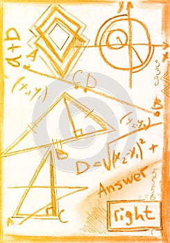 Mathematics lettering artistic notes, geometric maths geometry problem solving