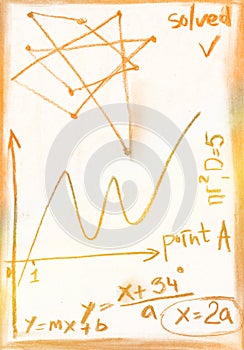 Mathematics lettering artistic notes, maths problem solving student homework