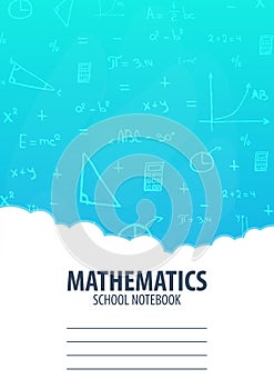 Mathematics School Notebook template. Back to School background. Education banner.