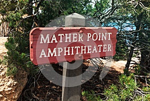 Mather Point Amphitheater Sign at South Rim of Grand Canyon