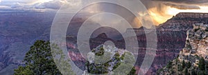 Mather Point Sunrise Snow Squall Panorama