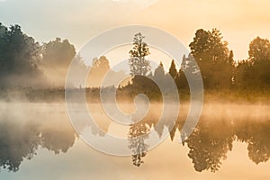 Matheson reflection water lake morning tone, New Zealand