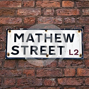Mathew Street Sign in Liverpool