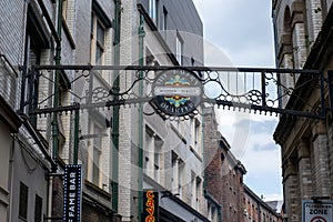 Mathew Street sign which is part of the Cavern Quarter in Liverpool