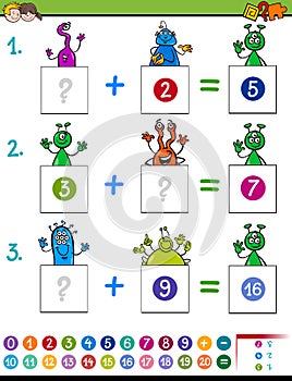 Maths addition educational game with aliens