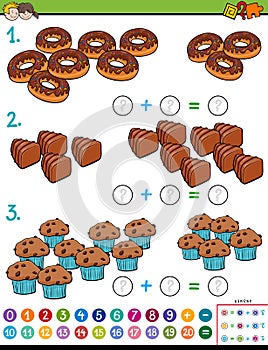 Maths addition educational game with candies photo