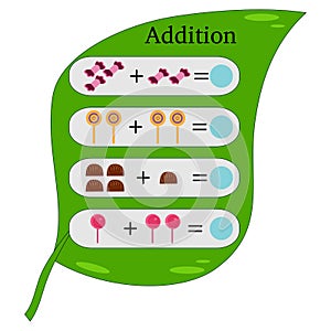 Maths addition educational game worksheet