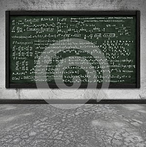 Maths formula on chalkboard