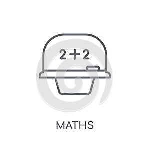 Maths linear icon. Modern outline Maths logo concept on white ba