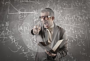 Maths teacher pointing at someone