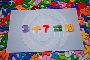 Maths  written with alphabet blocks