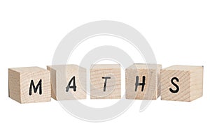 Maths Written With Wooden Blocks.