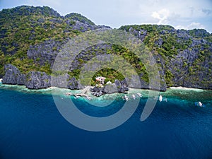 Matinloc Shrine in El Nido, Palawan, Philippines. Tour C route and Sightseeing Place.