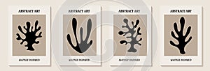 Matisse inspired modern posters with abstract branches . Set of modern wall art. Contemporary minimalist organic shapes Matisse