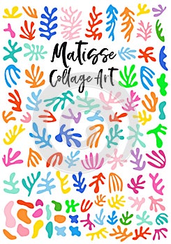 Matisse style collage art, vector graphic design elements