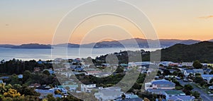 Awesome evening view of matiu somes island in newzealand