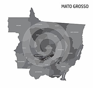 Mato Grosso State regions map