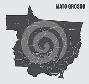 Mato Grosso State regions map