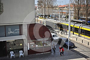 Matosinhos citymarket and metro station view