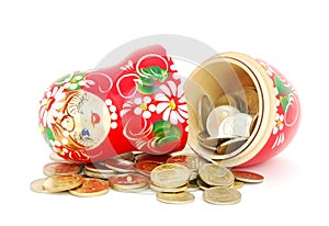 Matrioshka with coins photo