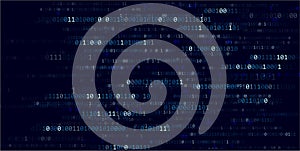 Matrix binary code background with data stream and neon glow for cybersecurity, network technology futuristic digital wallpaper