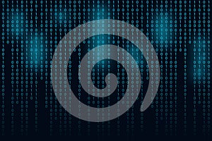 Matrix binary code 0 and 1 numbers. Tech hacker concept. Futuristic Falling digits on dark backdrop bg. Running random