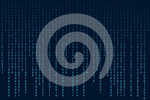 Matrix binary code 0 and 1 numbers. Tech hacker concept. Futuristic Falling digits on dark backdrop. Running random