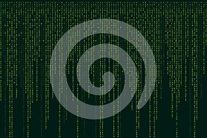 Matrix binary code 0 and 1 numbers. Tech hacker concept. Futuristic Falling digits on dark backdrop. Running random