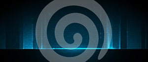 Vector Illustration design. Blue matrix binary datum code, grid pixel pattern background. 0 and 1 numbers of program code