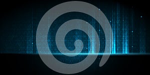 Vector Illustration design. Blue matrix binary datum code, grid pixel pattern background. 0 and 1 numbers of program code.