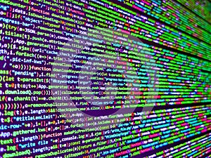 Matrix byte of binary data rian code running abstract background in dark blue digital style. Computer digital background. Creative