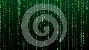 Matrix Code Background with Green Binary Numbers