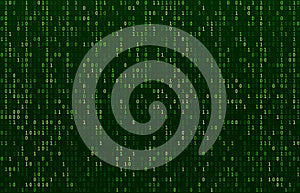 Matrix code stream. Green data codes screen, binary numbers flow and computer encryption row screens abstract vector