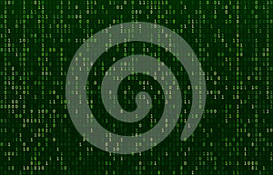 Matrix code stream. Green data codes screen, binary numbers flow and computer encryption row screens abstract vector background
