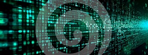 matrix, code virtual computer system, banner and background with copy space, made with Generative AI