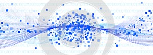 Matrix Codes. Blue Binary Background. White