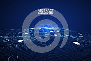 Matrix of countless blocks, big data, quantum computer concept,cloud computing