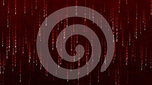 Matrix digital binary code moving down. High-tech digital binary code in matrix style. Digital rain of bright red