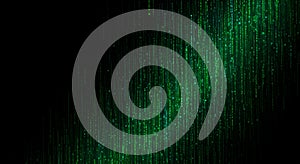 Digital Matrix Futuristic Dark Green Coding Data Stream Background, Generate AI