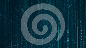 Matrix hexadecimal data flowing in cyberspace animation