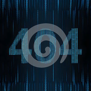Matrix like background with 404 in binary, suggesting tech issues or online errors