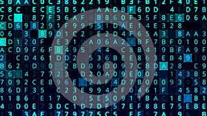 Matrix made of random letters and numbers. Animation. Abstract cognitive process concept, machine deep learning and